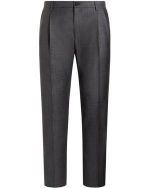 Dolce & Gabbana Virgin Wool Stripe Pleated Trousers - Grey
