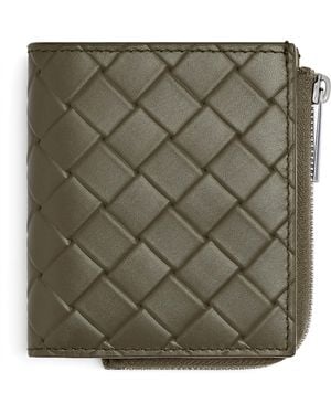 Bottega Veneta Leather Intrecciato Bifold Wallet - Green