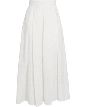 Eleventy Linen Embroidered Maxi Skirt - White