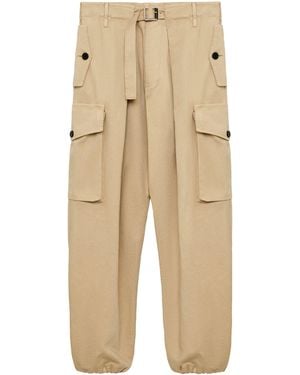 Loewe Cotton Pleated Cargo Trousers - Natural