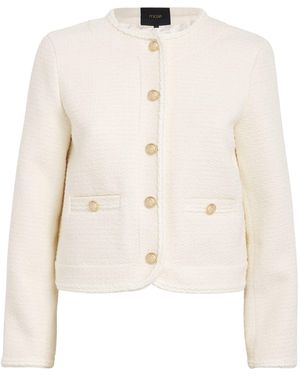 Maje Tweed Button-Embellished Jacket - Natural