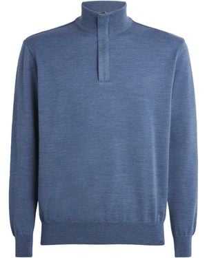 Paul & Shark Virgin Wool Quarter-Zip Jumper - Blue