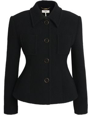 Chloé Wool-Blend Fitted Tailored Jacket - Black