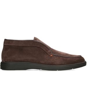 Santoni Suede Detroit High-Top Loafers - Brown