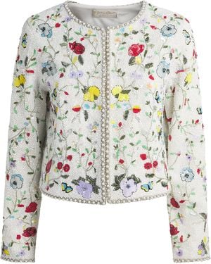 Alice + Olivia Embellished Floral Kidman Jacket - White