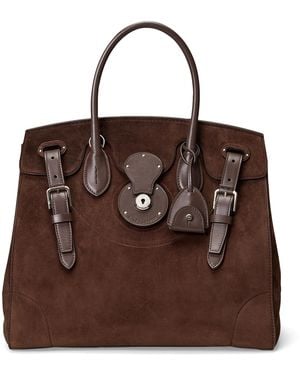 Ralph Lauren Suede Soft Ricky 33 Top-Handle Bag - Brown