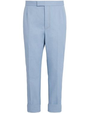 Thom Browne Cotton Backstrap Pants - Blue