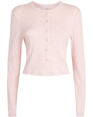Leset Cotton Cropped Nando Cardigan - Pink