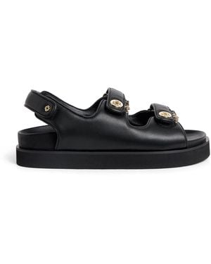 Maje Faux Leather Clover Sandals - Black