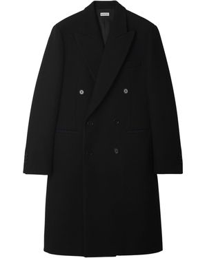 Burberry Wool Double-Breasted Tailored Coat - Black