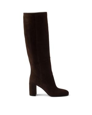 Prada Suede Knee-High Boots 55 - Black