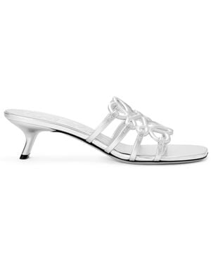 Loewe X Paula's Ibiza Leather Petal Anagram Heeled Mules 45 - White