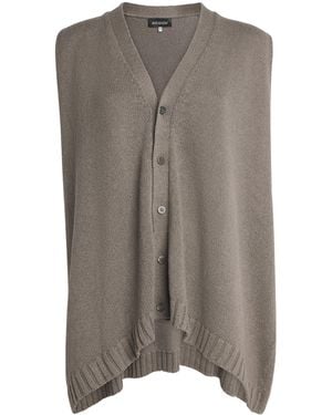 Eskandar Linen-Organic Cotton Sleeveless Cardigan - Brown