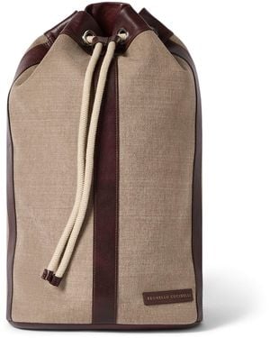 Brunello Cucinelli Cotton-Linen Leisure Backpack - Brown
