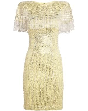 Jenny Packham Swish Sequin-Embellished Beaded Mini Dress - Yellow