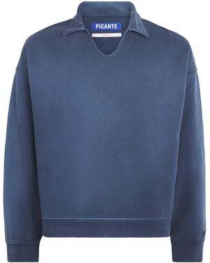 Picante Organic Cotton Everyday Polo Sweatshirt - Blue