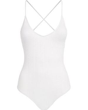 Melissa Odabash Plunge Lace-Up Cala Swimsuit - White