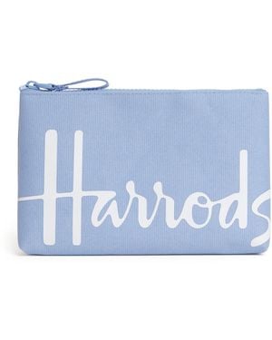 Harrods Small Cotton Logo Pouch - Blue
