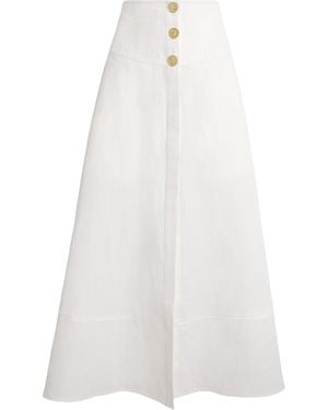 LeKasha Linen Farafra Maxi Skirt - White