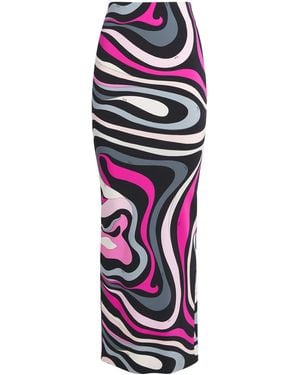 Emilio Pucci Jersey Marmo Print Maxi Skirt - White