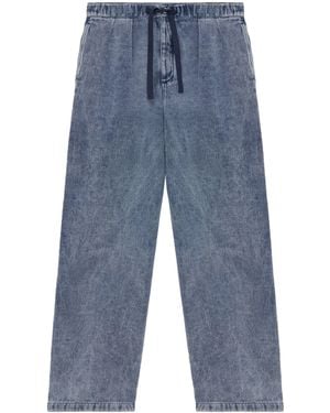 Loewe Cotton-Linen Drawstring Pants - Blue