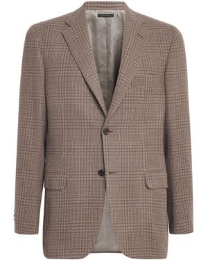 Brioni Wool-Silk Check Blazer - Brown