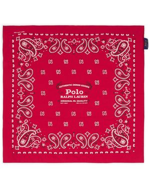Polo Ralph Lauren Cotton Logo Bandana Scarf - Red