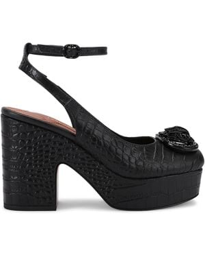 Kurt Geiger Croc-Effect Chelsea Platform Pumps - Black