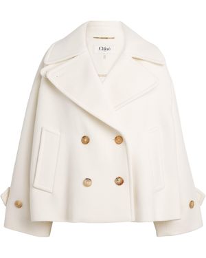 Chloé Wool-Blend Double-Breasted Pea Coat - Natural