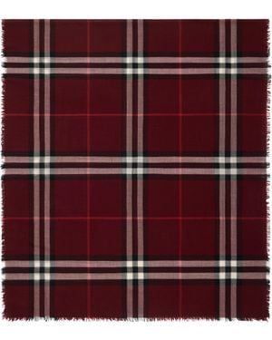 Burberry Wool Wide Check Scarf - Red