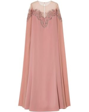 Marina Rinaldi Silk Embroidered Maxi Dress - Pink