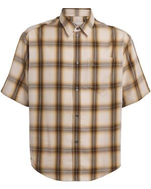 Ami Paris Check Short-Sleeve Shirt - Natural