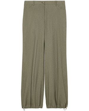 Marina Rinaldi Cotton-Linen-Blend Wide-Leg Trousers - Green