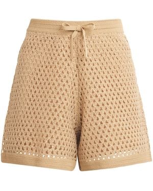 Sandro Crochet Sequinned Shorts - Natural
