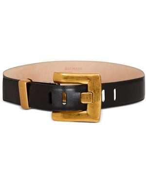 Balmain Leather Anthem Belt - Black