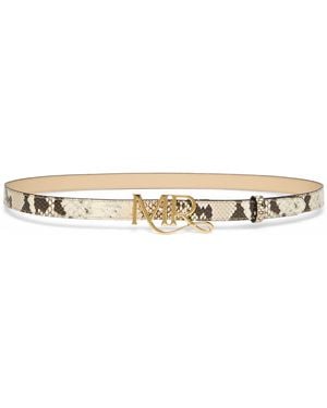 Marina Rinaldi Leather Snakeskin-Effect Logo Belt - Metallic