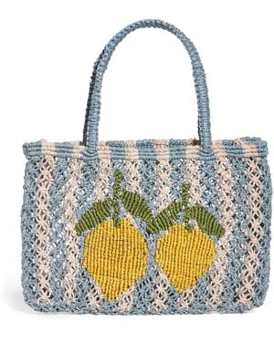 The Jacksons Small Stripe Lemons Tote Bag - Blue