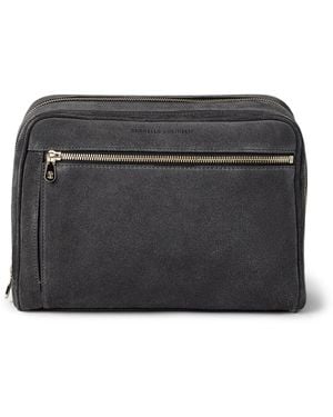 Brunello Cucinelli Suede Wash Bag - Black