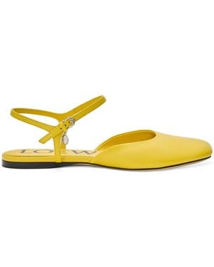 Loewe Leather Ankle-Strap Toy Ballet Flats - Yellow