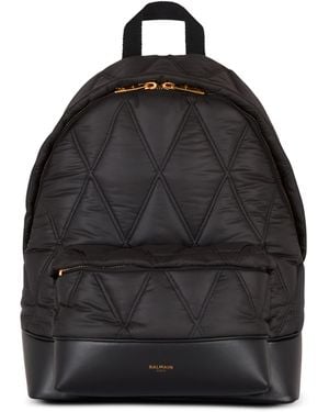 Balmain Quilted Diamond Motif Backpack - Black