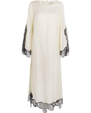 Loulou de Saison Silk Lace-Detail Soto Midi Dress - White