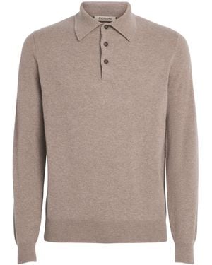 FIORONI CASHMERE Cashmere Long-Sleeve Polo Shirt - Gray