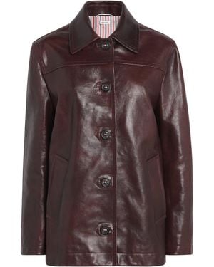 Thom Browne Dockside Leather Coat - Brown