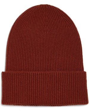 Johnstons of Elgin Cashmere Slouchy Ribbed Beanie - Red
