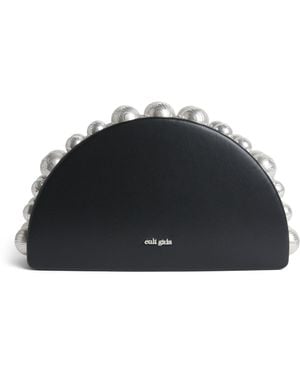 Cult Gaia Leather Beaded Gili Clutch Bag - Black