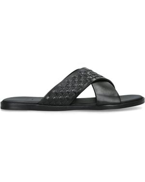 Magnanni Woven Leather Cross Sandals - Black