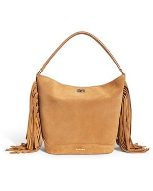 Sandro Suede Tangoso Bucket Bag - Brown