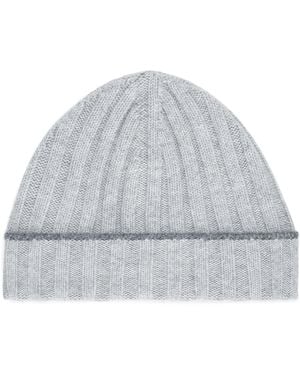 Brunello Cucinelli Cashmere Ribbed Beanie - Gray