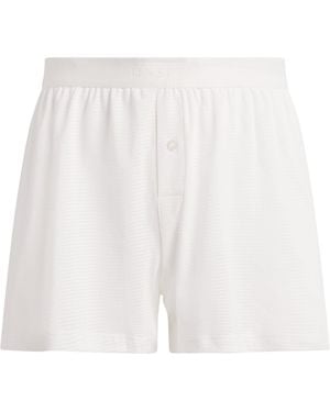 Sunspel Cellular Cotton Boxer Shorts - White