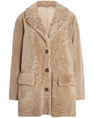 Eleventy Shearling Oversized Coat - Natural